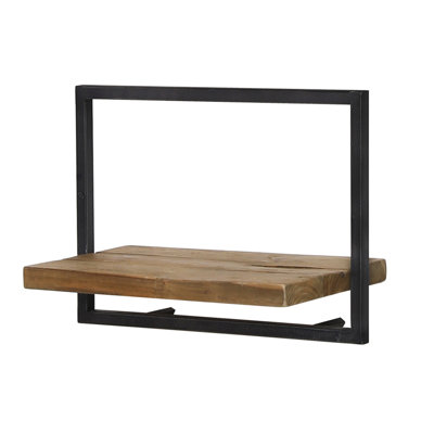 Harrow Reclaimed Wood & Metal Floating Wall Shelf