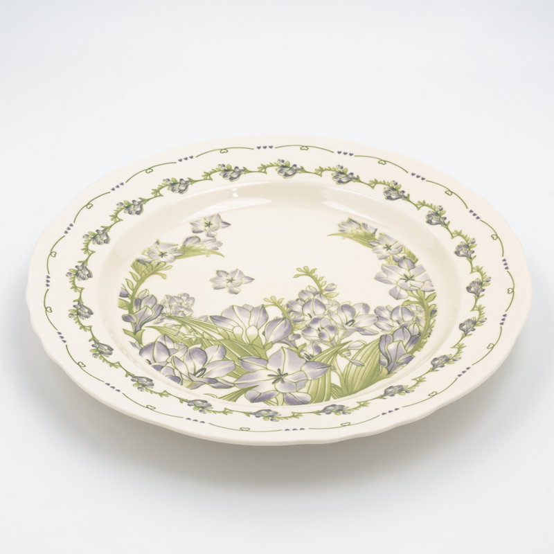 Ensemble de 4 assiettes à salade florales festonnées 8 "Aaleen, four à micro-ondes en céramique crème