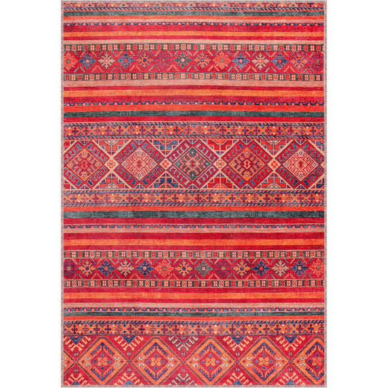 Non Slip Area Rugs Machine Washable Carpet Pad Entryway Rug Low Pile Modern Mat For Bedroom - 1322NR, Rectangle 60 x 90 cm