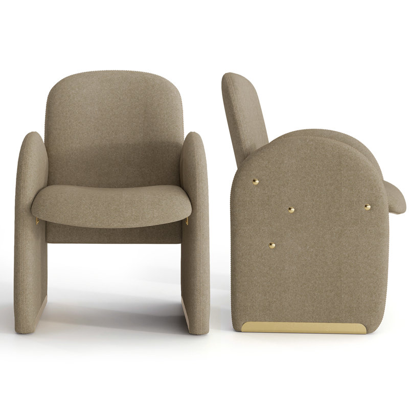 Modern Upholstered Dining Chair Full Back Armchair With Metal Legs, Coffee