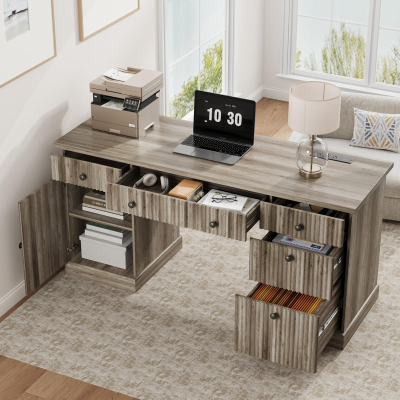 Bureau cannelé 60 po Modern, Gray
