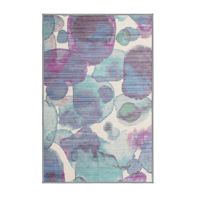 Tapis bleu/vert contemporain, Rectangle 2 pi x 3 pi