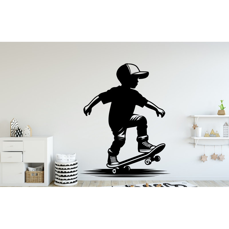 Adhésif mural Skateboarder, H 22 po x l 17 po, Lilas