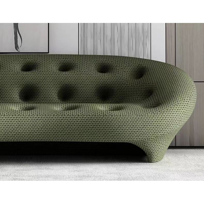 Vintage Curved Shell Sofa, 33.07" H x 94.49" W x 40.16" D