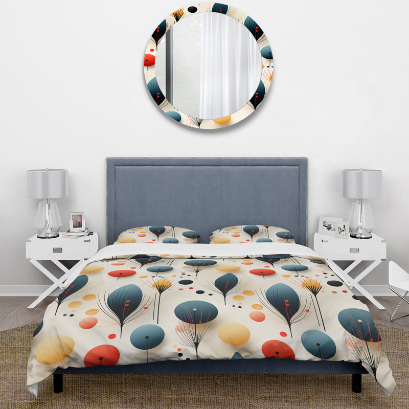 Ensemble de housse de couette Modern Modern Eclectic Garden, Housse de couette pour grand lit et 2 taies décor