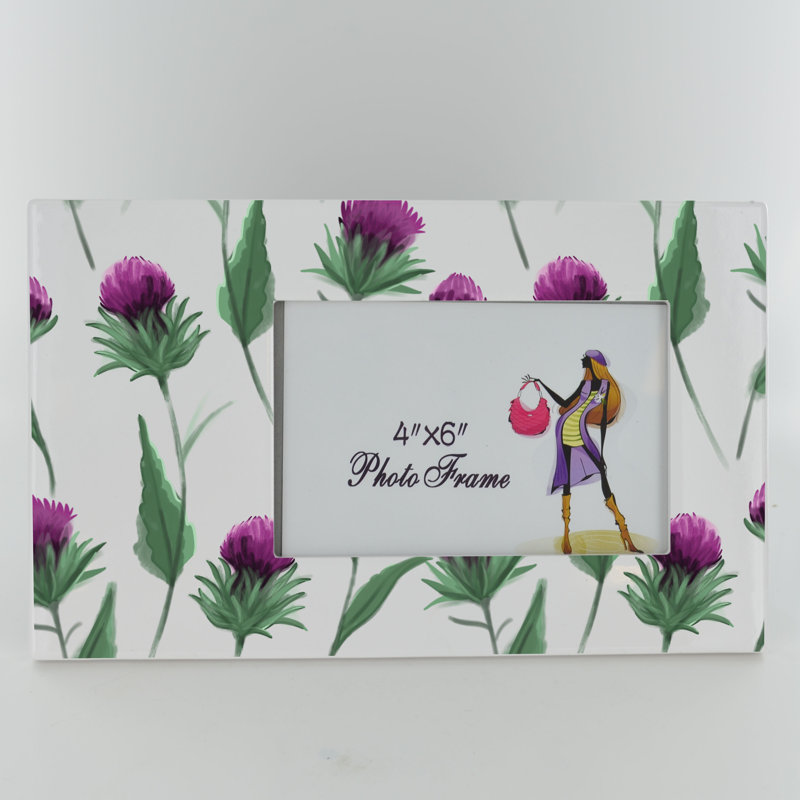 Kana White and Purple Ceramic Single Picture Frame