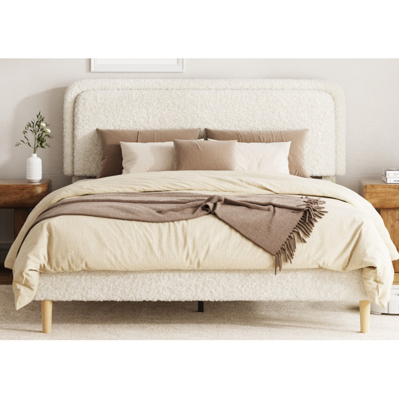 Structure de très grand lit, lit plateforme rembourré moelleux avec tête de lit réglable en hauteur, structure robuste et lattes, conception silencieuse, compatible avec les matelas sans ressorts, facile à assembler