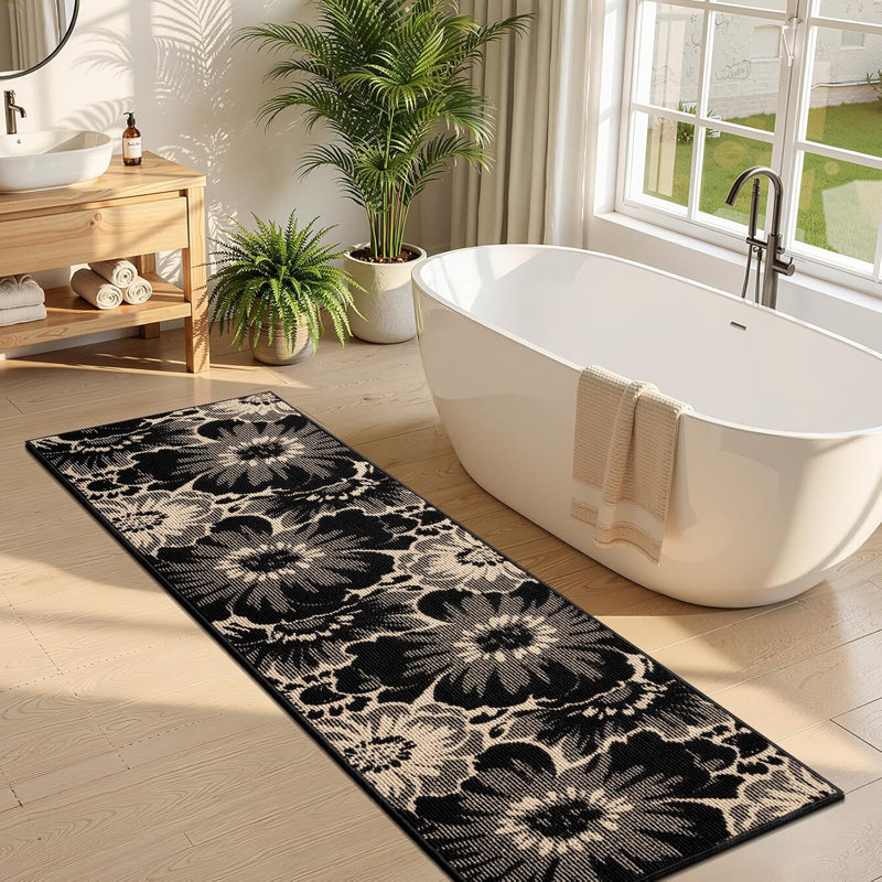 Tapis antidérapant à motif floral, Runner 2' x 8'