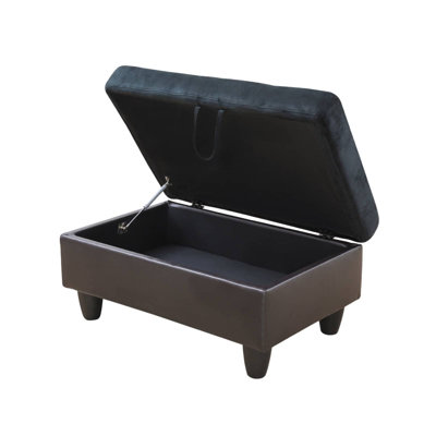 Repose-pieds de rangement en PVC bleu foncé et brun