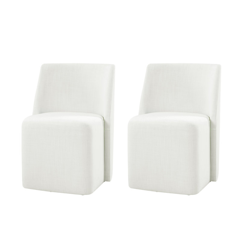 Chaise de salle à manger moderne avec roulettes 23,5 "Leonas (ensemble de 2), Blanc