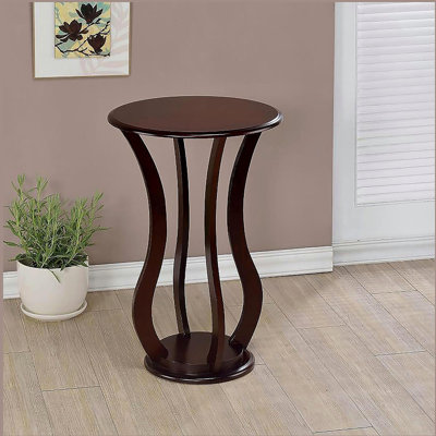 Table d'appoint ronde cerise avec plateau en faux marbre