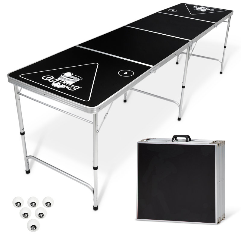 GoPong 8-Foot Portable Folding Beer Pong / Flip Cup Table (6 balls included), 8 ft