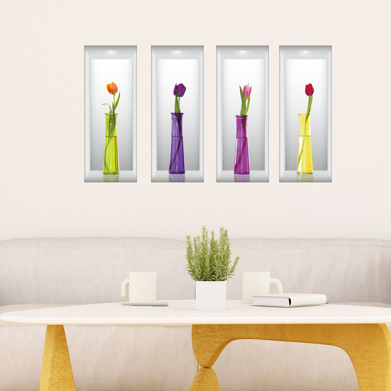 Décalcomanie murale tulipes in vases