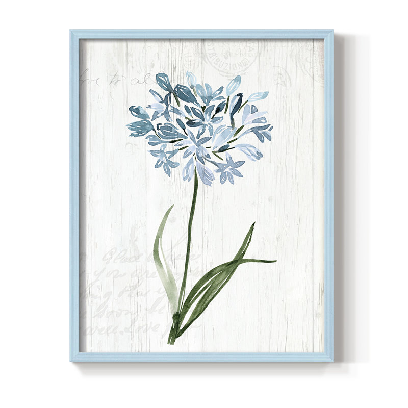 «Garden Botanical I», reproduction encadrée - bois massif, Bleu, H 15 po x l 12 po