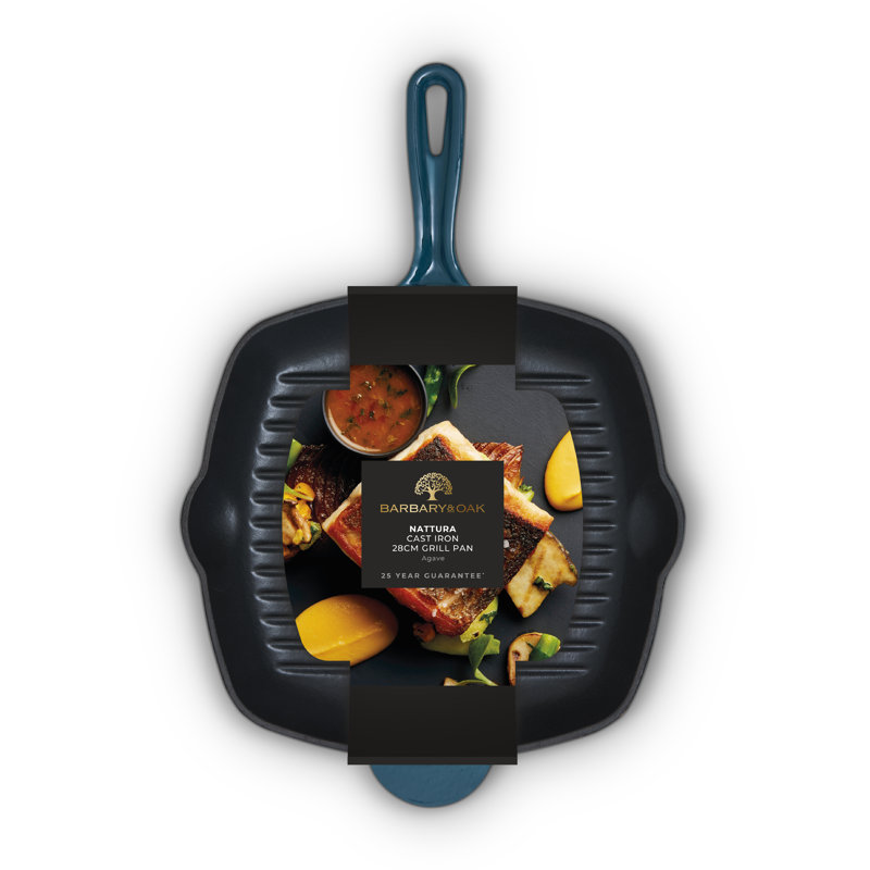 43.8cm Cast Iron Grill Pan, Teal