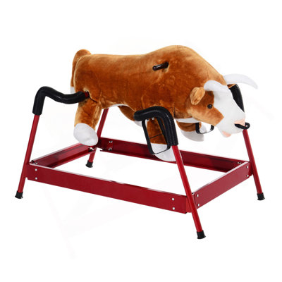 Qaba  Spring Rocking Horse Rodeo Bull Style with Realistic Sounds for Children over 3 Years Old