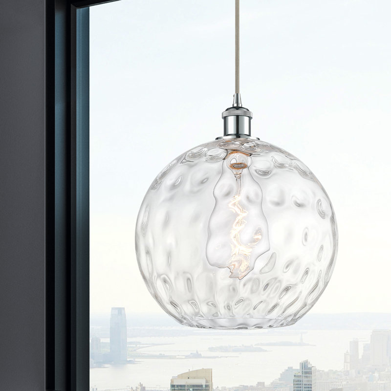 Luminaire suspendu sphère 1 lumière Roxane, Ampoule non incluse, H 15 po x l 12 po x P 12 po, Chrome poli