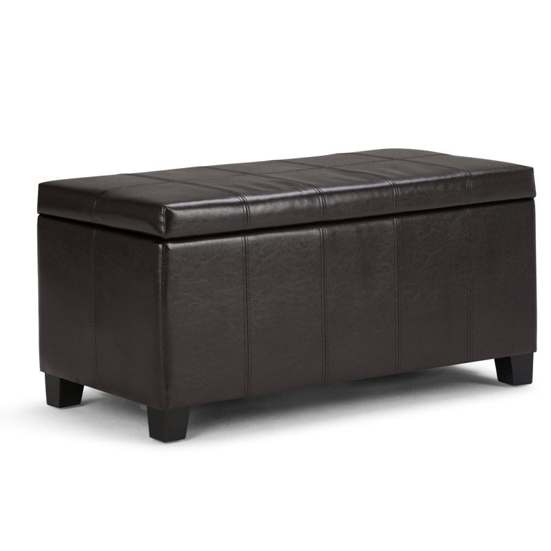 Dover 36"W Upholstered Contemporary Rectangular Storage Ottoman with Lift Top, Tanners Brown