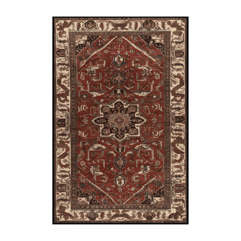 Machine Washable Persian Brown Area Rug, Rectangle 8' x 12'