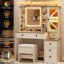 Ensemble de coiffeuse blanche avec lumières, miroir et tabouret de rangement pour coiffeuse-819108774