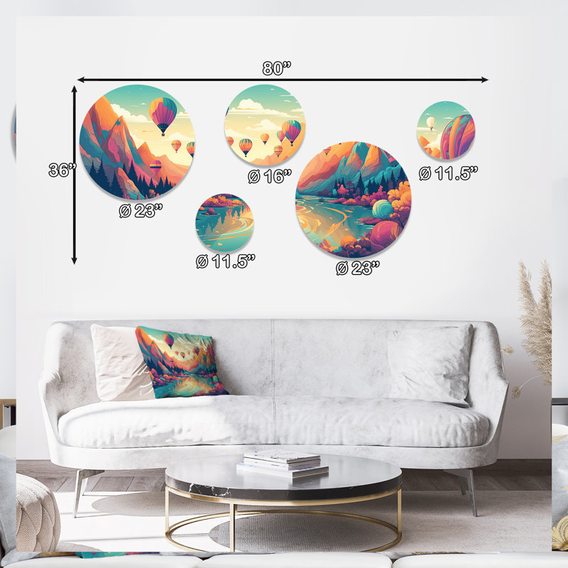 Ballons à air chaud s'envolent dans les montagnes I - Paysage mural en métal