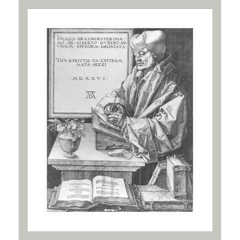 «Desiderius Érasme (1466-1536) of Rotterdam» par Albrecht Dürer, estampe numérique encadrée, H 27,84 po x l 23,5 po