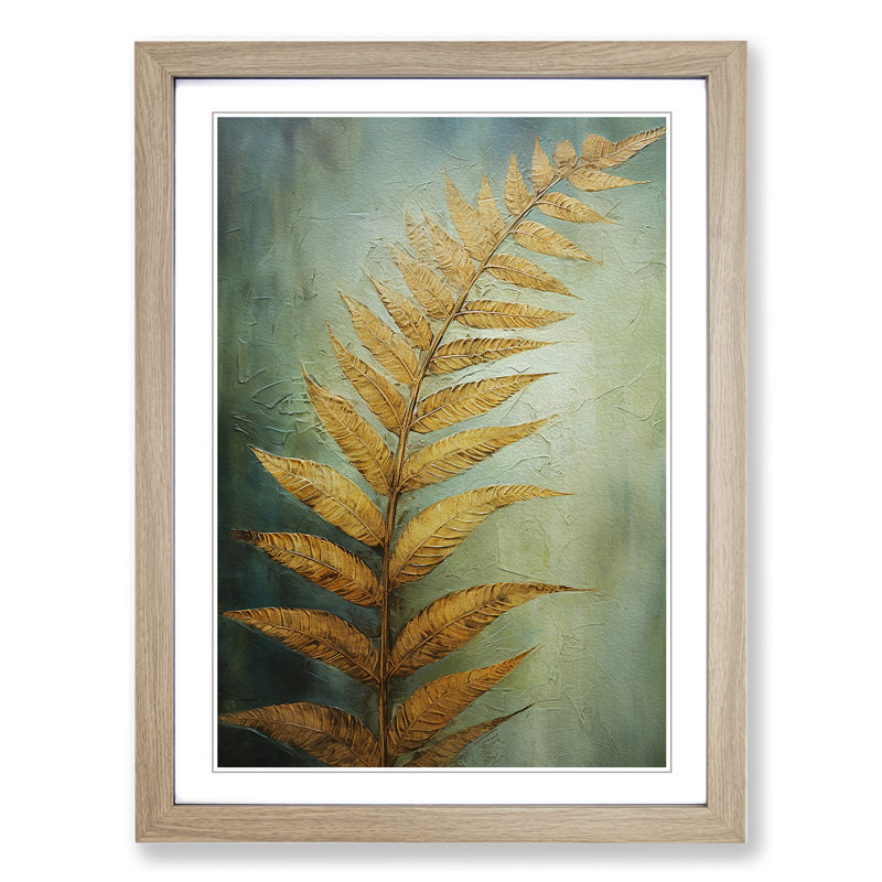 Fern Leaf Contemporary - Framed Print, Oak, 34cm H x 25cm W x 2cm D