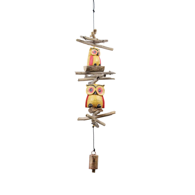 Cloche en bambou Oscar Owl, Jaune