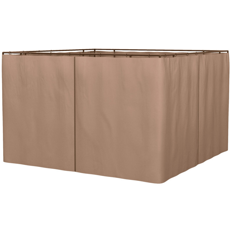 Outsunny 10' X 10' Universal Gazebo Sidewall Set With Panels, Hooks And C-Rings Included For Pergolas And Cabanas