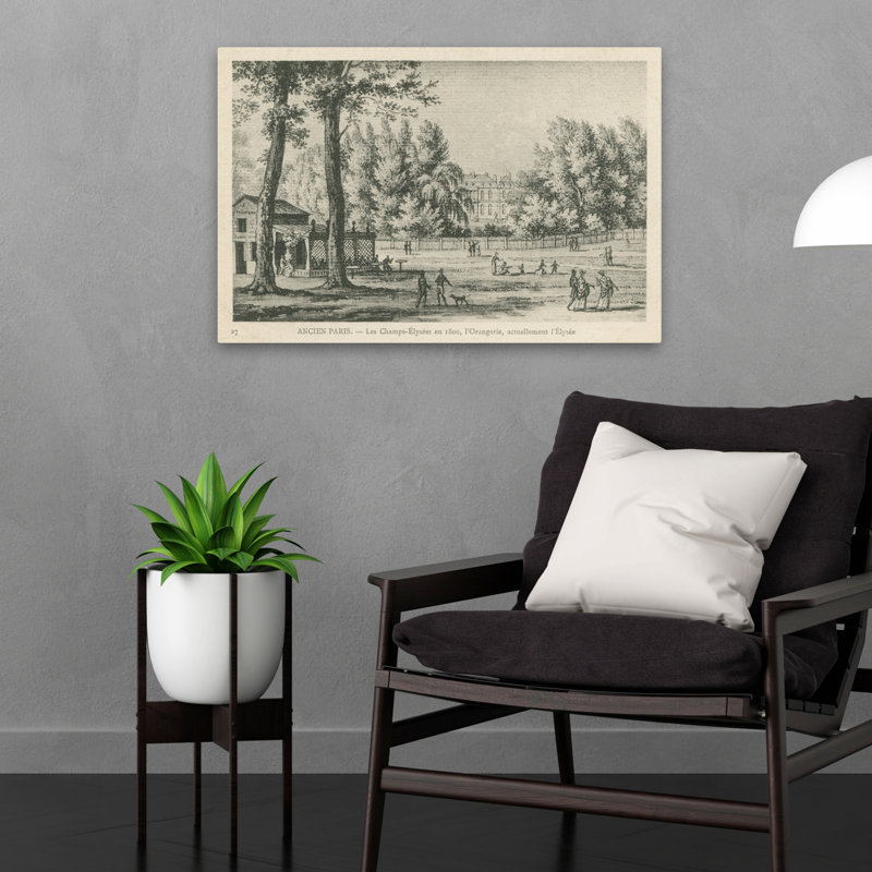 Carte postale rétro Paris I - bâtiments noir et blanc avec art, H 16 po x l 24 po