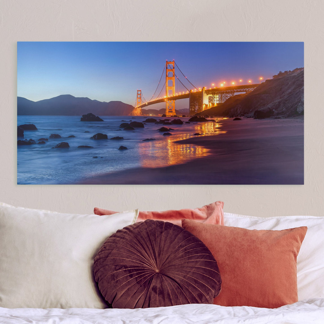 Leinwandbild Golden Gate Bridge am Abend