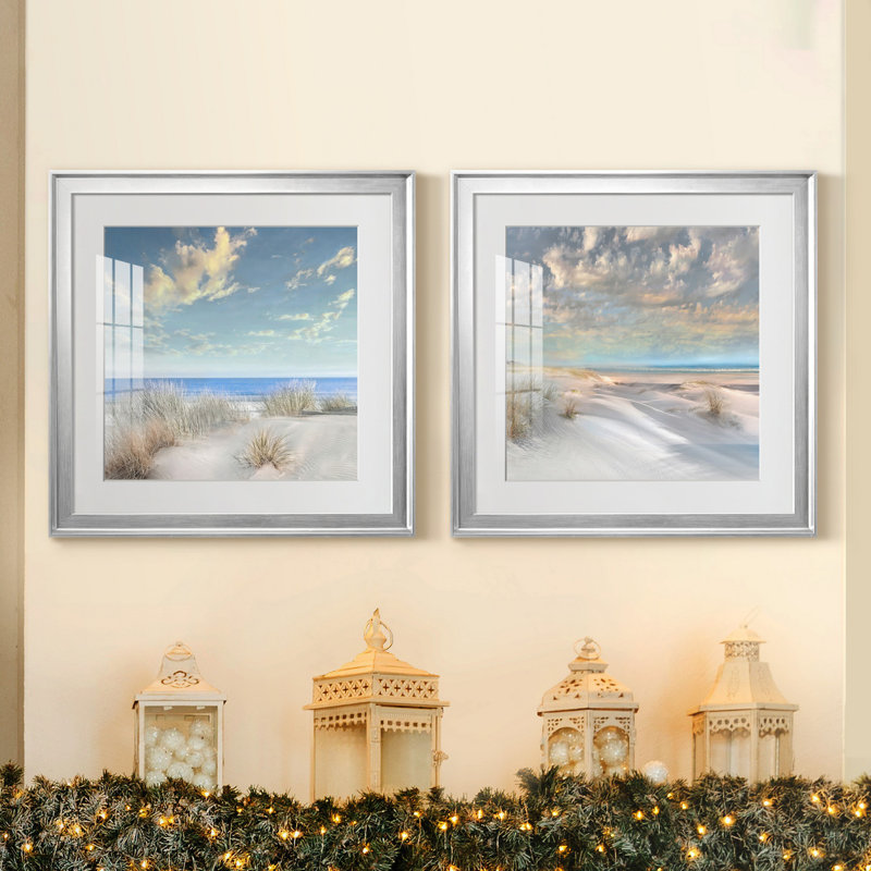 «Smooth Sands I», ensemble de 2 reproductions de photos, H 17,5 po x l 35 po, Impression encadrée avec passe-partout, Silver