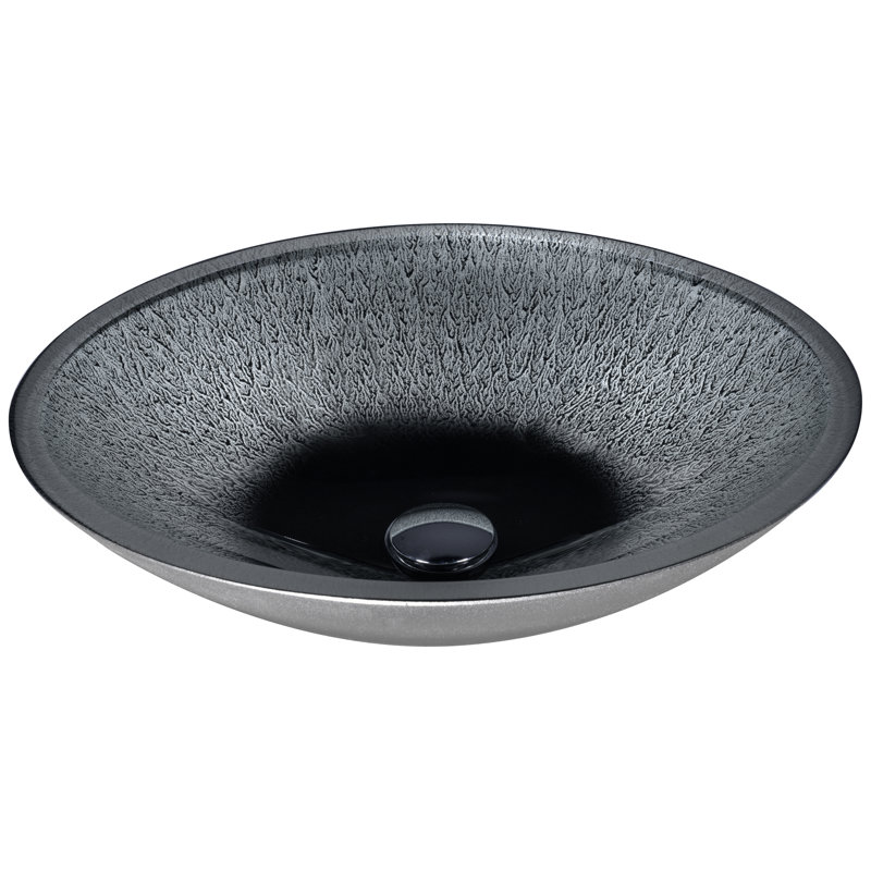 ANZZI Egret  Series 15.4 " Tempered Glass Oval Bathroom Sink