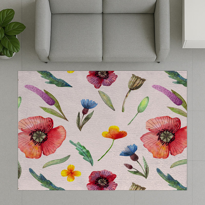 Floral Area Rug, Rectangle 140 x 200 cm