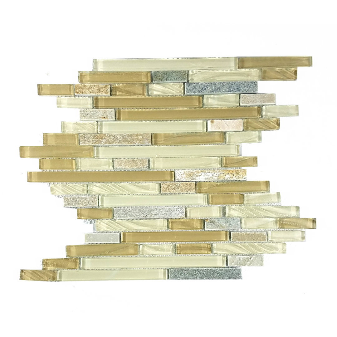 New Era 12 in. x 12 in. Glass & Stone Straight Edge Linear Mosaic Wall & Pool Tile Abolos 