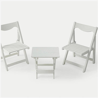 HIPS Foldable Small Table and Chair Set with 2 Chairs and Rectangular Table  White