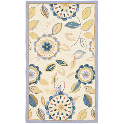 Tapis ivoire en laine crocheté à la main Hollander
