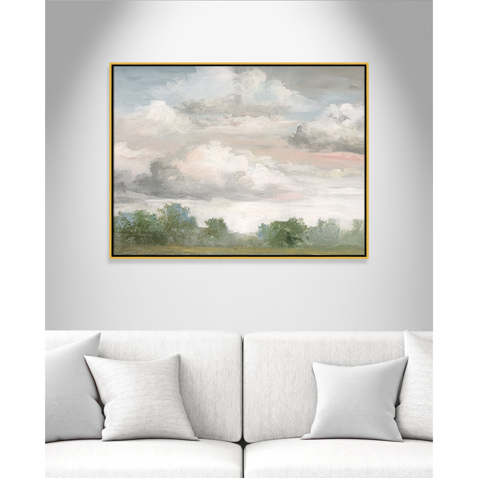 Frangia "Pastel Morning Sky" Print by Nan, 31.5" H x 41.5" W x 2" D, Gold Framed