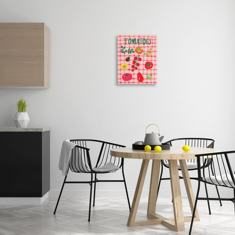Art mural sur toile "Divers tomates sur tissu écossais" par Be Ni La, H 20 po x l 16 po