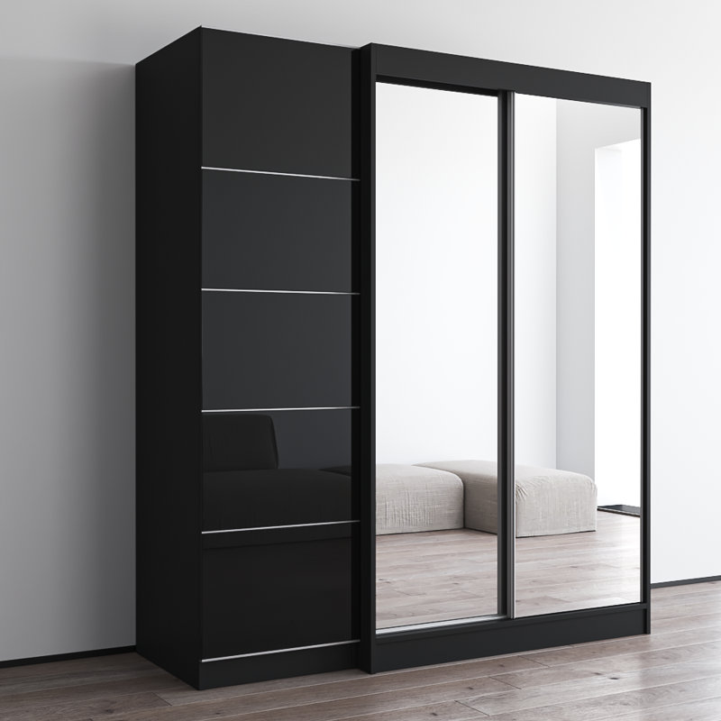 Armoire 68,9 "avec 2 miroirs Aria 68,9", H 79 po x l 69 po x P 26 po, Noir