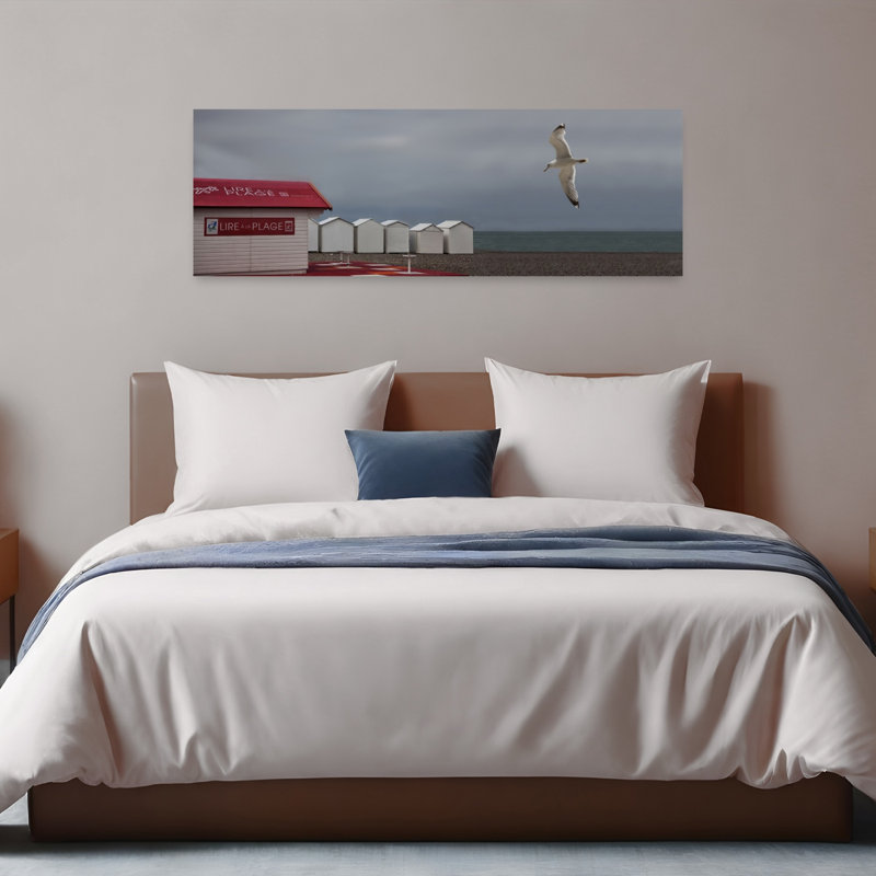 Bord de mer, mouette, vol, serein, tranquille, mouette abstraite, art mural côtier, H 48 po x l 16 po