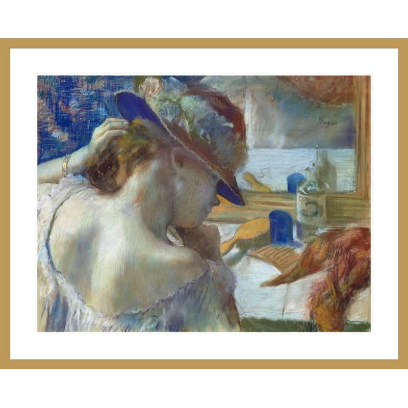 «In Front of the Mirror» par Edgar Degas, impression giclée sur cadre, H 33,5 po x l 41,27 po