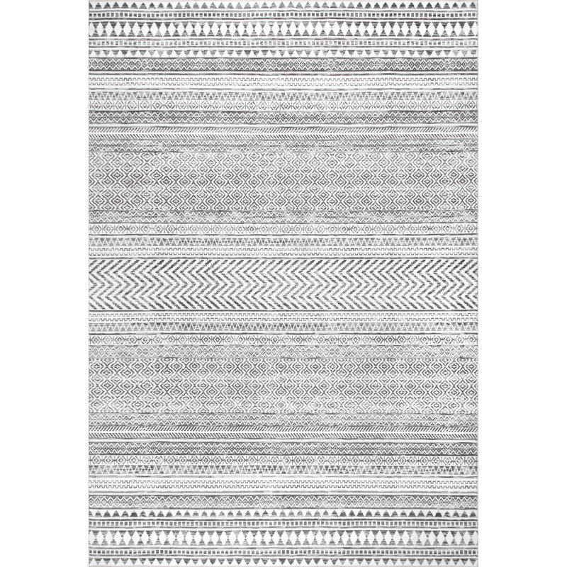 Tapis tribal géométrique lavable à la machine Kira SpinClean, Rectangle de 5 pi x 8 pi