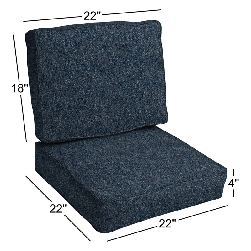 Coussin de chaise Diascia Sunbrella, Toile bleu marine Sunbrella®, 22 po x 22 po, 4"