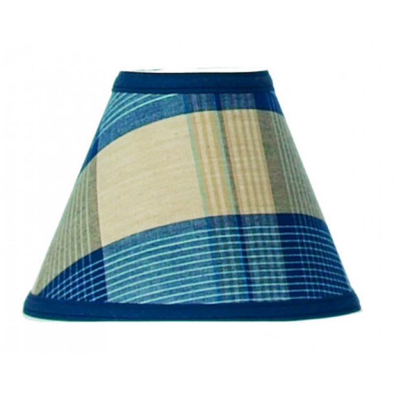 Abat-jour en tissu écossais bleu sable, H 3 po x l 6 po x P 5 po