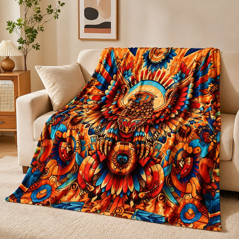 Couverture en molleton Vibrant Eagle, jeté moelleux et confortable pour canapé, canapé, chambre, salon, décoration de la maison