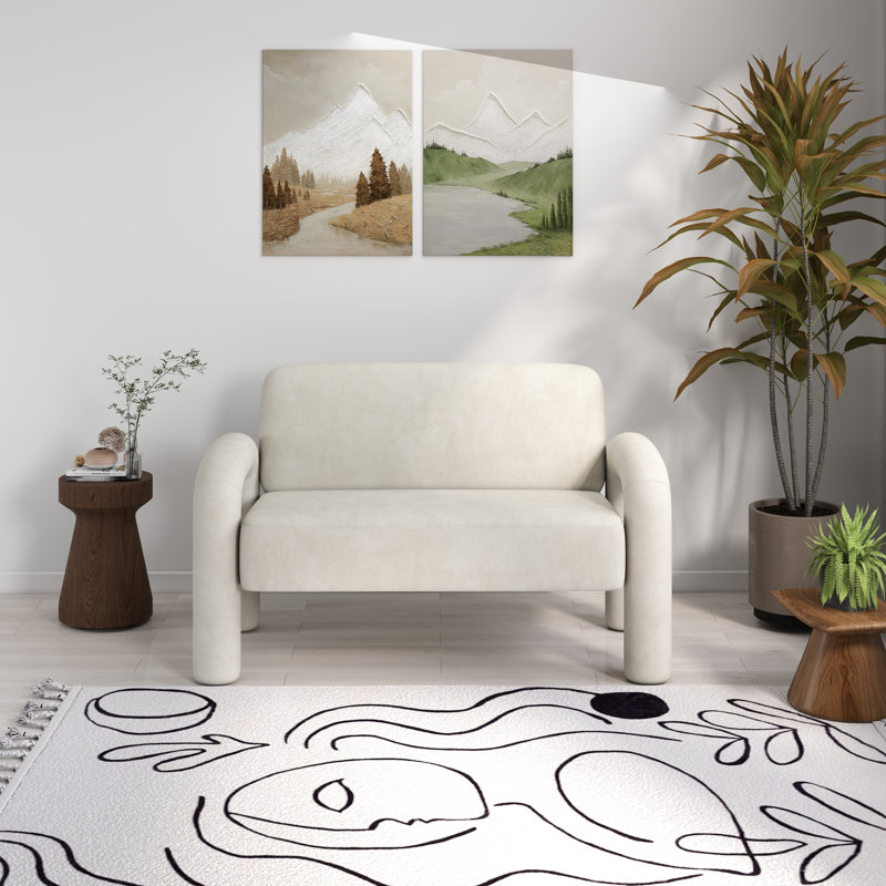 Causeuse en velours 2 places Iryanna, Beige