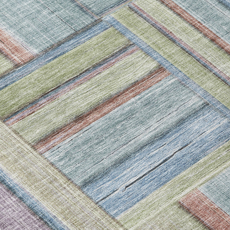Machine Washable Indoor/Outdoor Jeffery ACN2285 Geometric Rug, Rond 8 pi