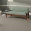 Canapé confortable à 2 places vert, causeuse moderne en polyester pour petits espaces