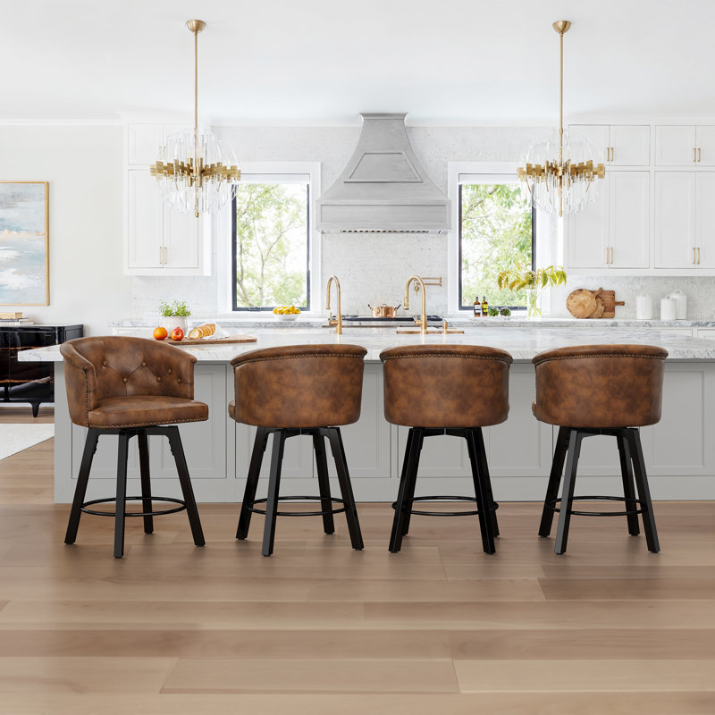 Swivel Upholstered Counter Stool, Brown